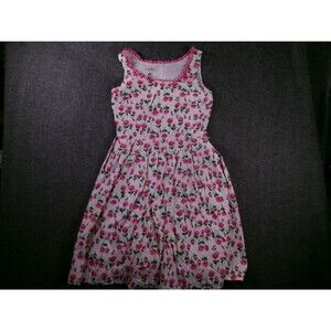 Vintage Talbots Dress Women 8 White Pink Floral Ruffle Trim Costal Resort USA